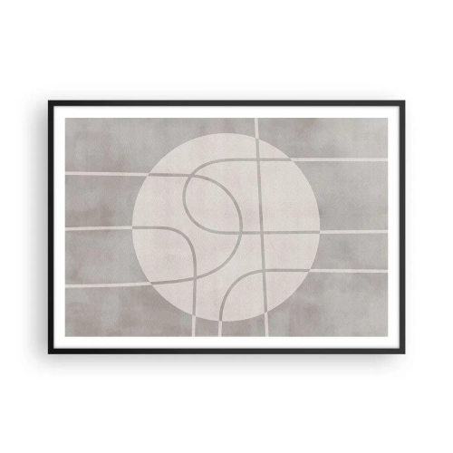 Plakat w czarnej ramie - Geometryczny wzór w odcieniach szarości i bieli - 100x70cm - Koliście i na wprost - Nowoczesna dekoracja ścienna do salonu i sypialni ARTTOR