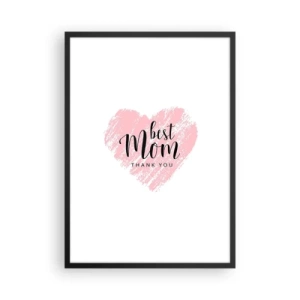 Plakat w czarnej ramie - Różowe serce z tekstem na białym tle w minimalistycznym stylu - 50x70cm - Zawsze odpowiedni moment - Nowoczesna dekoracja ścienna do salonu i sypialni ARTTOR