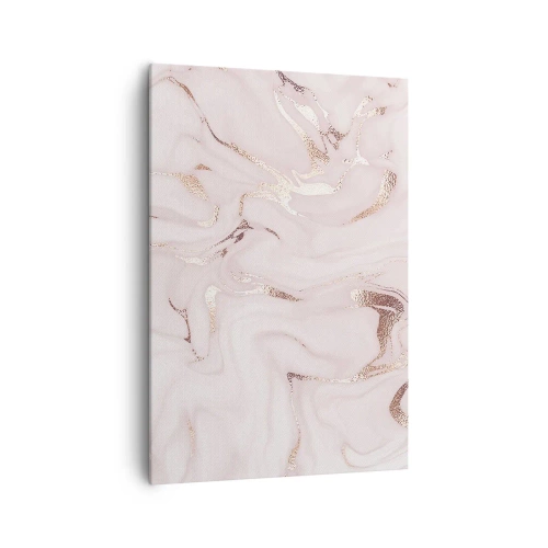 Obraz na płótnie - Elegancka abstrakcja w odcieniach różu i złota - 70x100cm - W różowym szale - Nowoczesna dekoracja ścienna do salonu i sypialni ARTTOR