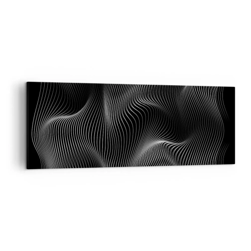 Obraz na płótnie - Abstrakcyjne białe linie na czarnym tle - 140x50cm - Taniec światła w przestrzeni - Nowoczesna dekoracja ścienna do salonu i sypialni ARTTOR