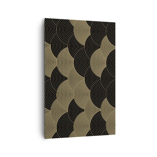 Obraz na płótnie - Wzór w stylu art deco z półokręgami i złotymi liniami - 80x120cm - Jedność w wielości - Nowoczesna dekoracja ścienna do salonu i sypialni ARTTOR