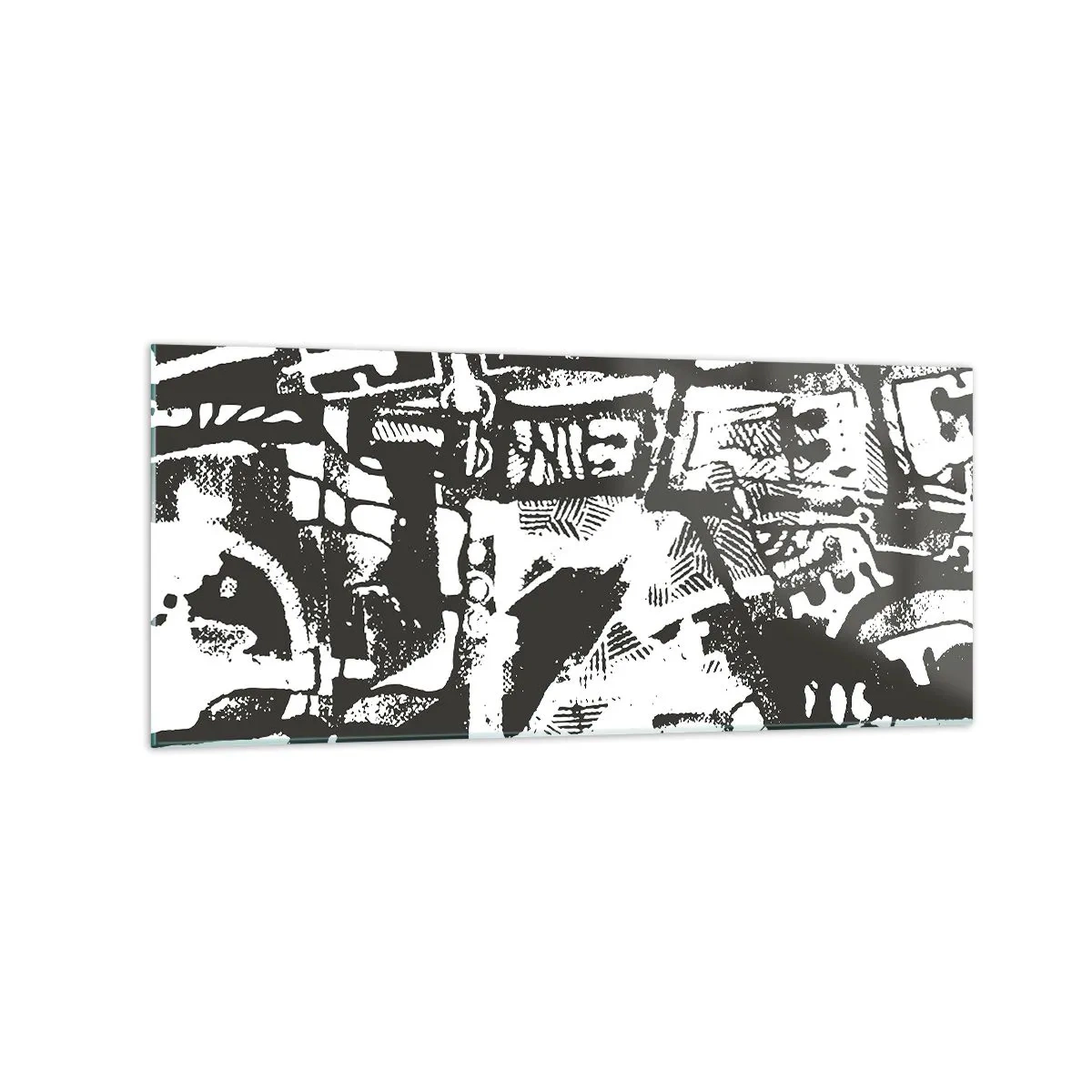 Obraz na szkle - Abstrakcyjny monochromatyczny wzór w stylu retro - 120x50cm - Porządek czy chaos? - Nowoczesna dekoracja ścienna do salonu i sypialni ARTTOR
