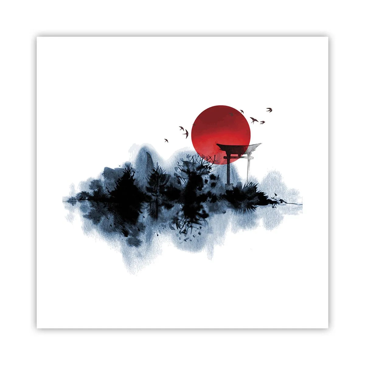 Plakat - Japoński widok - 40x40 cm