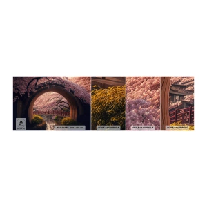 Fototapeta Próbka Samoprzylepna Deluxe Sticker - Japońska wiosna - Most, Japonia, Wiśnia Japońska - 100x30 cm