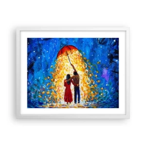 Plakat w białej ramie - Magia deszczowego wieczoru? - 50x40 cm