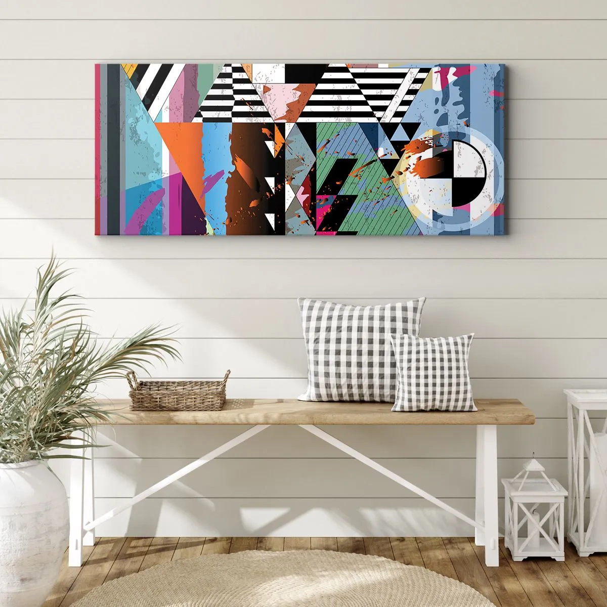 Obraz na płótnie - Geometrycznie i organicznie - 100x40 cm