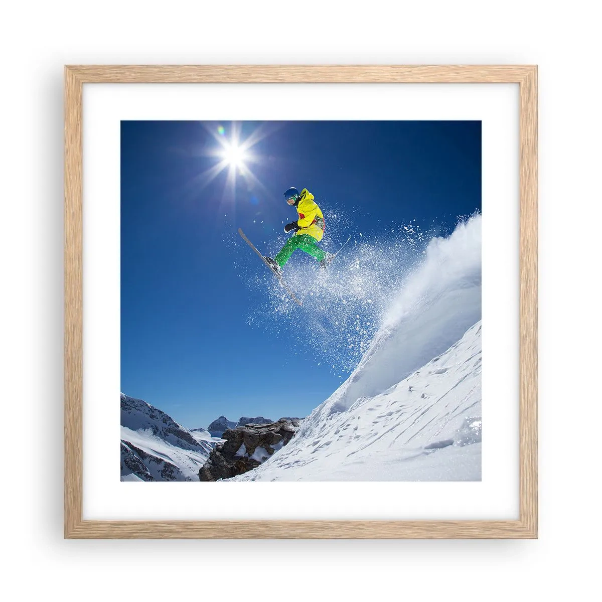 Plakat w ramie jasny dąb - Tańczący z górami - 40x40 cm