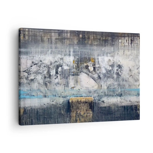Obraz na płótnie - Abstrakcyjna kompozycja w chłodnych tonacjach - 70x50cm - Jak po lodzie, jak po grudzie - Nowoczesna dekoracja ścienna do salonu i sypialni ARTTOR