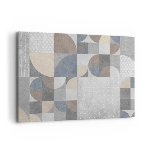 Obraz na płótnie - Geometryczny wzór w pastelowych odcieniach - 100x70cm - Ceramiczna fantazja - Nowoczesna dekoracja ścienna do salonu, kuchni i sypialni ARTTOR