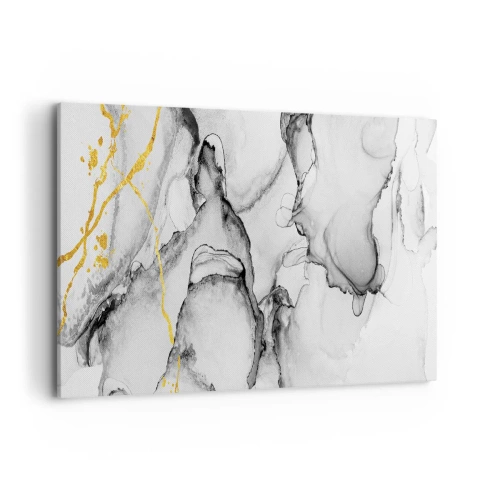 Obraz na płótnie - Abstrakcyjne czarno-białe wzory z dodatkiem złotych akcentów - 120x80cm - Kompozycja z motywem złota - Nowoczesna dekoracja ścienna do salonu, kuchni i sypialni ARTTOR