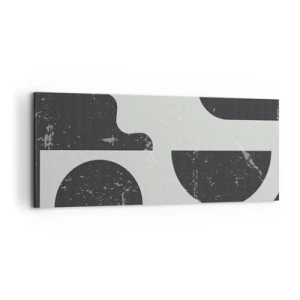 Obraz na płótnie - Geometryczne wzory w odcieniach czerni i szarości - 120x50cm - Kompozycja ponad i pod - Nowoczesna dekoracja ścienna do salonu i sypialni ARTTOR