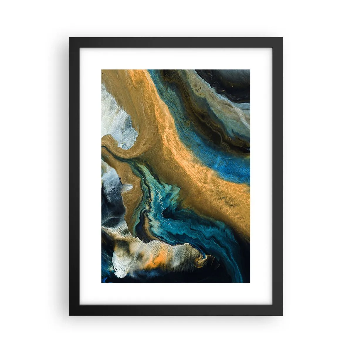 Plakat w czarnej ramie - Niebieski – zółty – wzajemne wpływy - 30x40 cm
