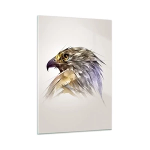 Obraz na szkle - Artystyczny portret orła w abstrakcyjnej formie - 50x70cm - Portret wojownika - Nowoczesna dekoracja ścienna do salonu, kuchni i sypialni ARTTOR