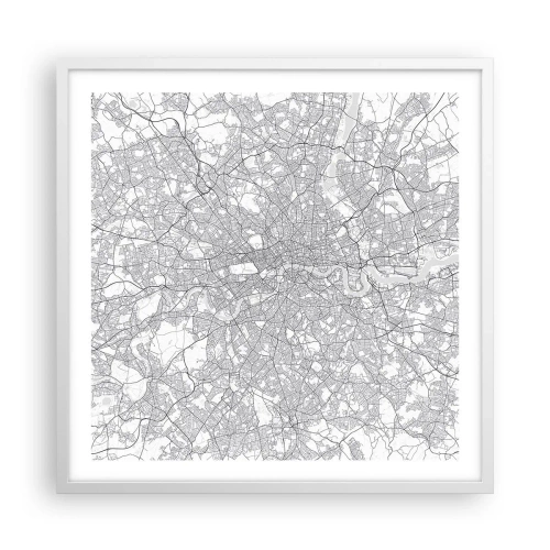 Plakat w białej ramie - Mapa londyńskiego labiryntu - 60x60 cm