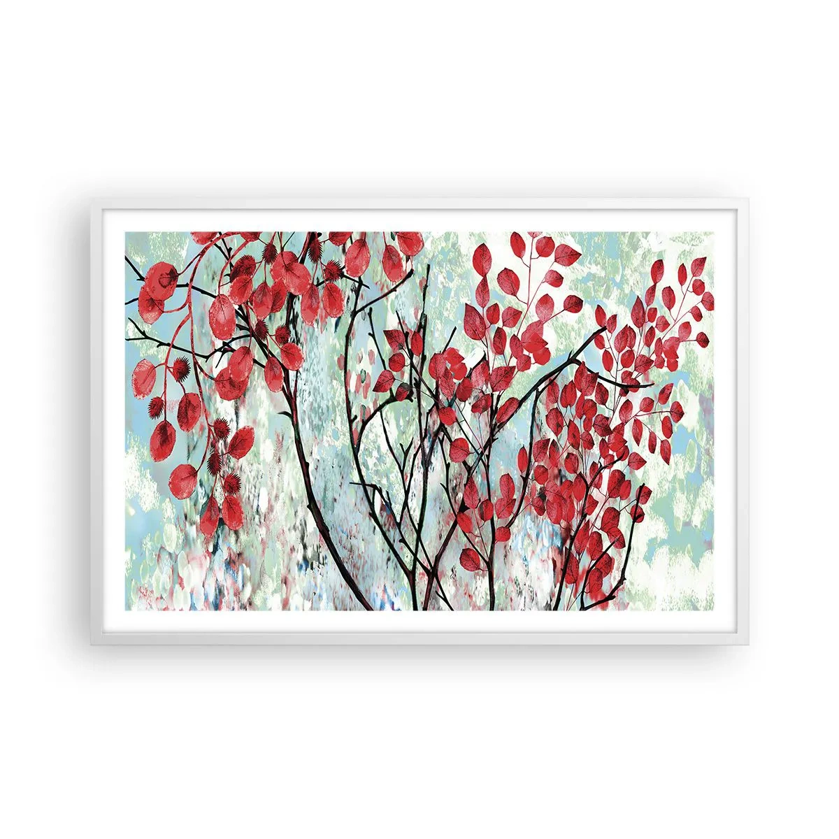 Plakat w białej ramie - Drzewo w szkarłacie - 91x61 cm