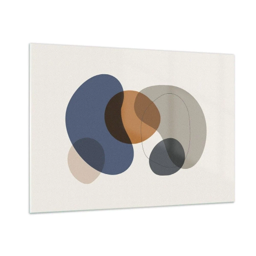 Obraz na szkle - Kolorowe abstrakcyjne plamy w odcieniach granatu i brązu - 100x70cm - Krople barw - Nowoczesna dekoracja ścienna do salonu, kuchni i sypialni ARTTOR