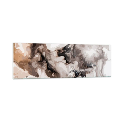 Obraz na szkle - Abstrakcyjny wzór w odcieniach brązu i bieli - 160x50cm - Narodziny galaktyki - Nowoczesna dekoracja ścienna do salonu i sypialni ARTTOR