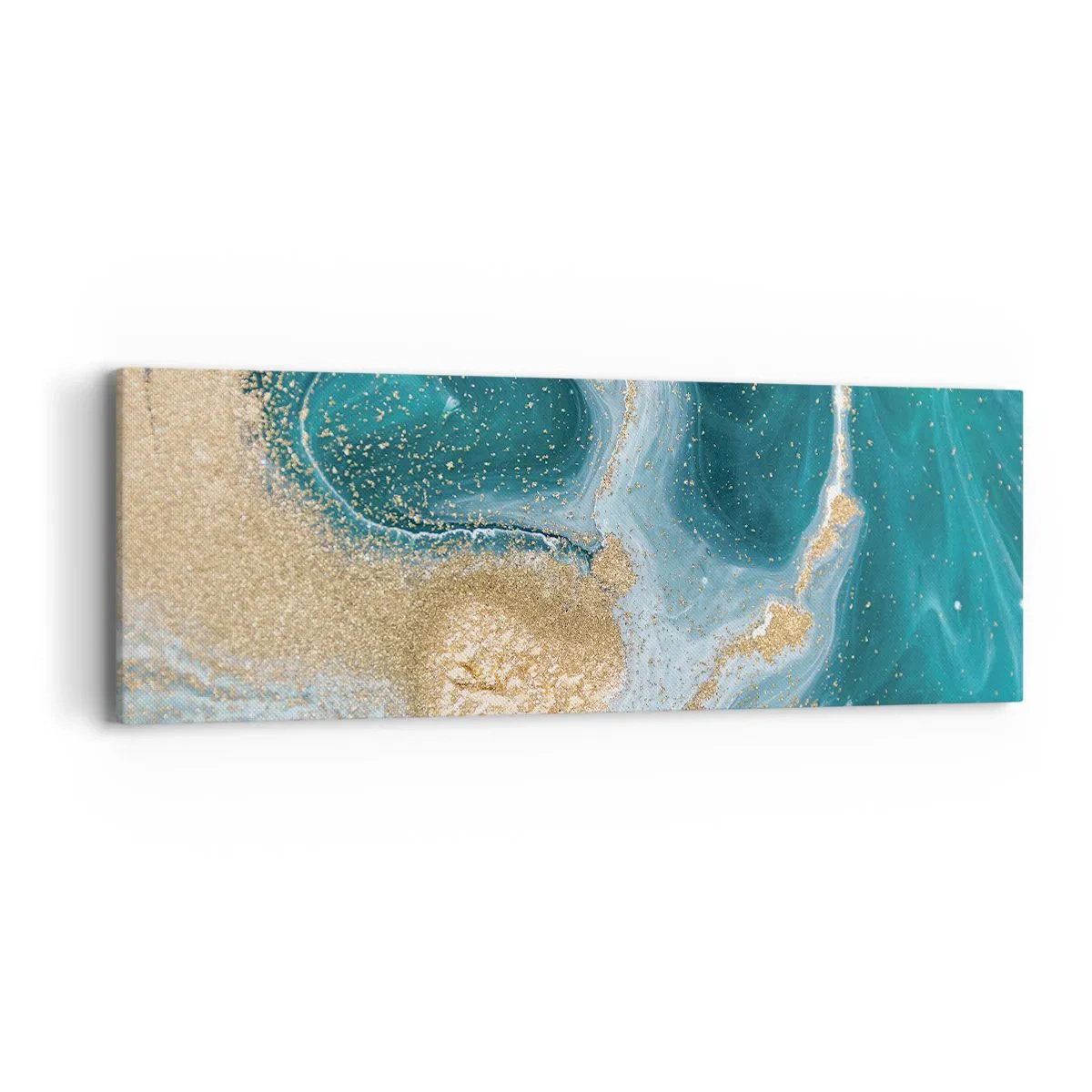 Obraz na płótnie - Wir złota i turkusu - 90x30 cm
