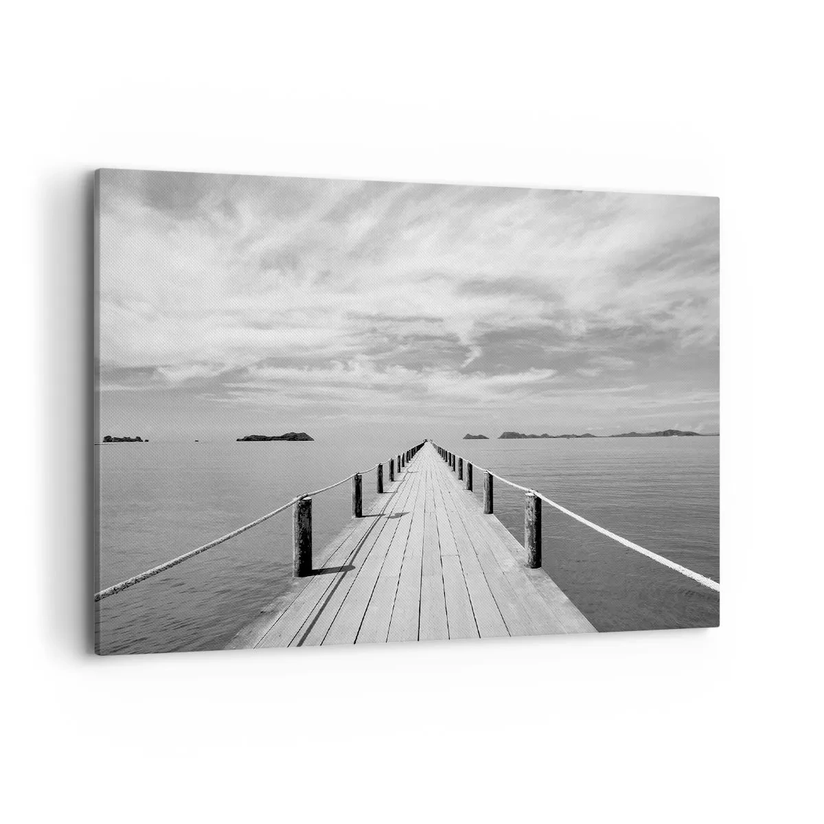 Obraz na płótnie - Drewniane molo prowadzące w dal nad spokojnym morzem - 100x70cm - A może podróż… - Nowoczesna dekoracja ścienna do salonu, kuchni i sypialni ARTTOR