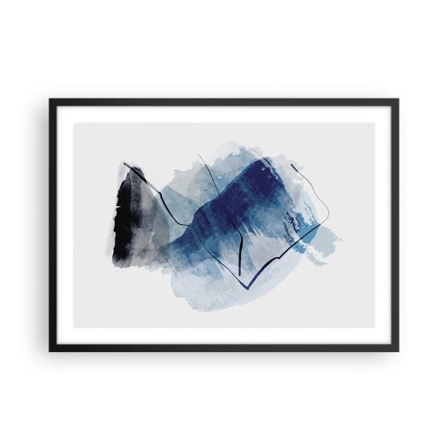 Plakat w czarnej ramie - Abstrakcyjne formy w odcieniach niebieskiego z delikatnymi liniami - 70x50cm - Lodowa góra - Nowoczesna dekoracja ścienna do salonu i sypialni ARTTOR
