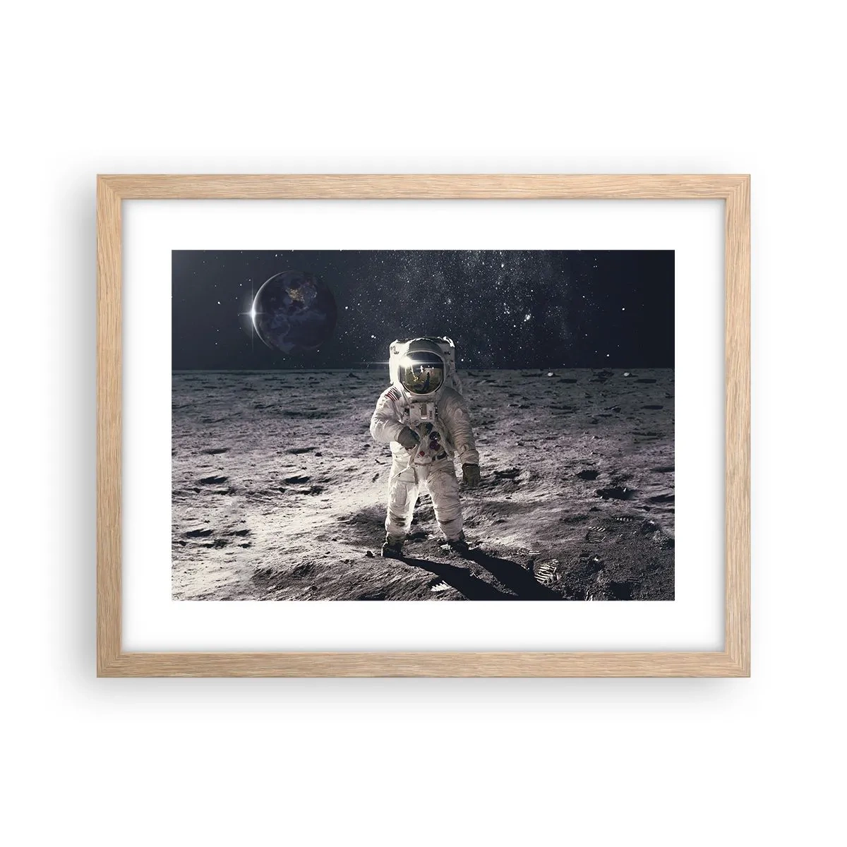Plakat w ramie jasny dąb - Pozdrowienia z Księżyca - 40x30 cm