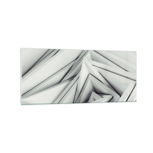 Obraz na szkle - Abstrakcyjna kompozycja geometrycznych kształtów w odcieniach szarości - 120x50cm - Ostrych kątów pąkowie - Nowoczesna dekoracja ścienna do salonu i sypialni ARTTOR