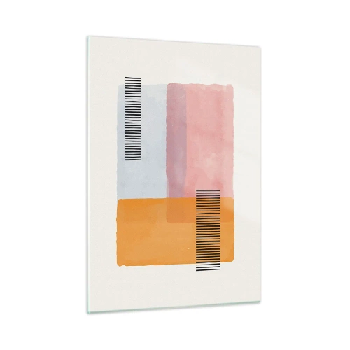 Obraz na szkle - Abstrakcyjne prostokąty z liniami w stylu minimalistycznym - 50x70cm - Z kąta w kąt - Nowoczesna dekoracja ścienna do salonu, kuchni i sypialni ARTTOR