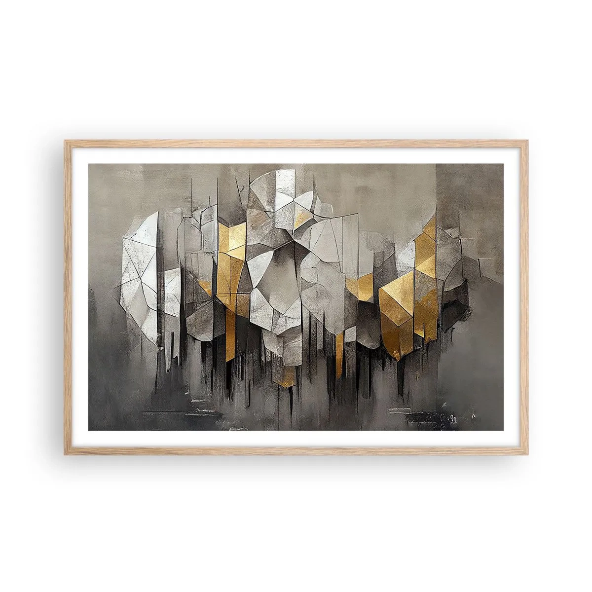 Plakat w ramie jasny dąb - Kompozycja z lodu i światła - 91x61 cm