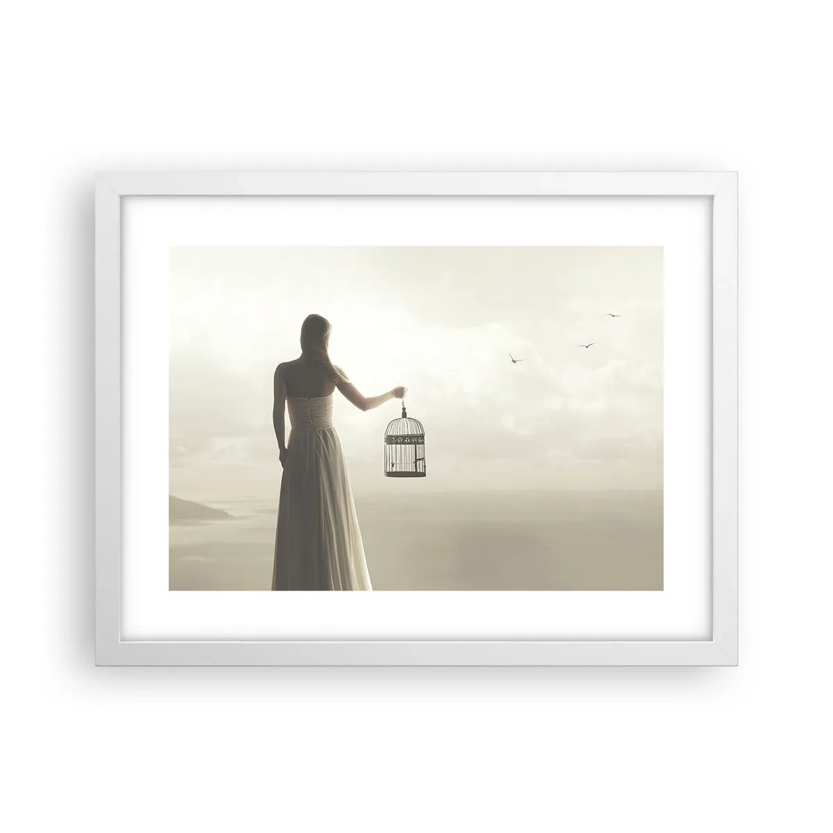 Plakat w białej ramie - Bądź wolna - 40x30 cm