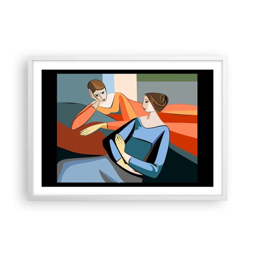 Plakat w białej ramie - Chwila zwierzeń - 70x50 cm