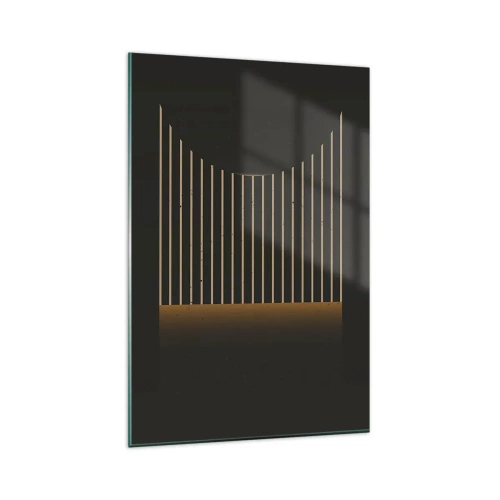Obraz na szkle - Geometryczny wzór z pasami na ciemnym tle - 80x120cm - Zbadać ciemność - Nowoczesna dekoracja ścienna do salonu i sypialni ARTTOR