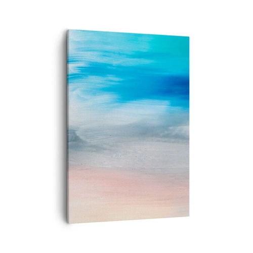 Obraz na płótnie - Abstrakcyjna kompozycja w odcieniach błękitu, szarości i beżu - 50x70cm - Żywioły: powietrze - Nowoczesna dekoracja ścienna do salonu, kuchni i sypialni ARTTOR