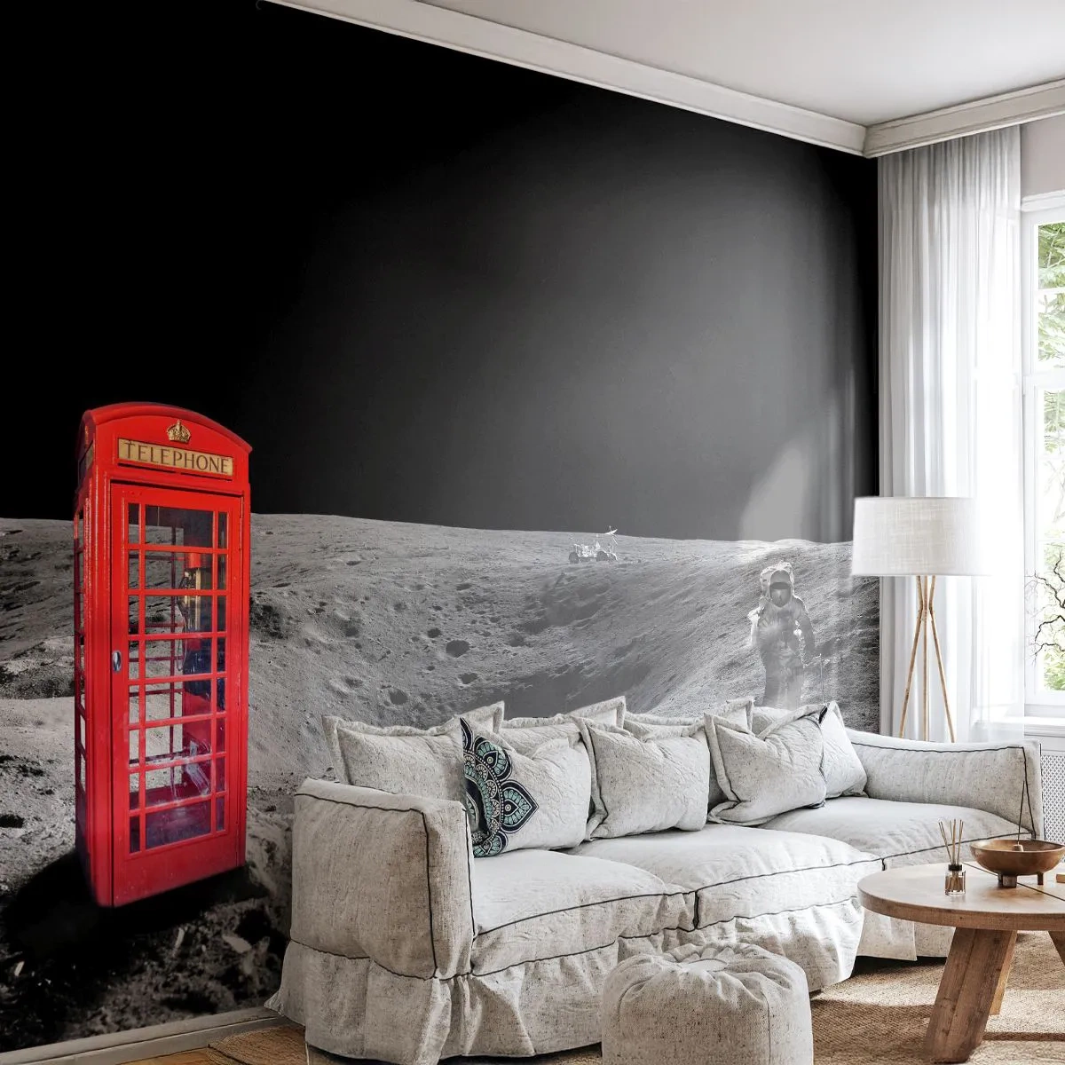 Fototapeta Premium Canvas - Kosmiczny żart - Abstrakcja, Księżyc, Astronauta - 450x315 cm