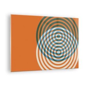 Obraz na szkle - Abstrakcyjna grafika geometryczna z koncentrycznymi okręgami - 70x50cm - Abstrakcyjna wariacja kolista - Nowoczesna dekoracja ścienna do salonu i sypialni ARTTOR