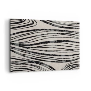 Obraz na płótnie - Abstrakcyjne fale w czarno-białych odcieniach - 100x70cm - Rozlewisko linii - Nowoczesna dekoracja ścienna do salonu, kuchni i sypialni ARTTOR