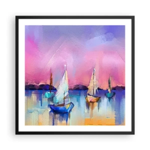 Plakat w czarnej ramie - Kierunek: szerokie wody - 60x60 cm