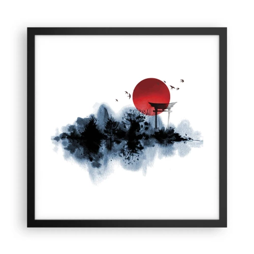 Plakat w czarnej ramie - Japoński widok - 40x40 cm
