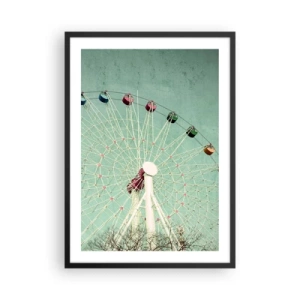 Plakat w czarnej ramie - Diabelski młyn na tle miętowego nieba w stylu retro - 50x70cm - Zapraszamy do zabawy - Nowoczesna dekoracja ścienna do salonu i sypialni ARTTOR