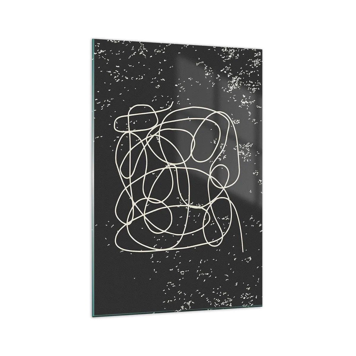 Obraz na szkle - Abstrakcyjna linia na czarnym tle z drobnymi detalami - 70x100cm - Błądzenie myśli - Nowoczesna dekoracja ścienna do salonu i sypialni ARTTOR