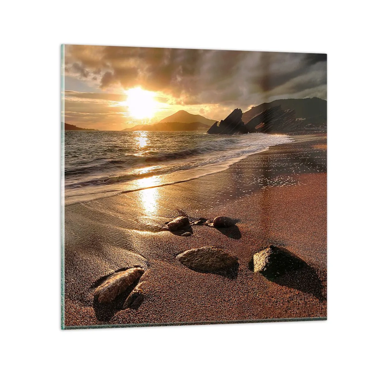 Obraz na szkle - Idź za słońcem ku wzgórzom - 50x50 cm