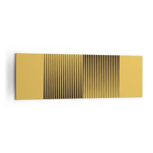 Obraz na płótnie - Pionowe czarne linie na żółtym tle - 160x50cm - Kwadratura przeciwieństw - Nowoczesna dekoracja ścienna do salonu i sypialni ARTTOR