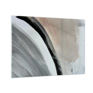 Obraz na szkle - Abstrakcyjny łuk w odcieniach szarości i czerni - 70x50cm - Kompozycja: łuk czerni i szarości - Nowoczesna dekoracja ścienna do salonu i sypialni ARTTOR