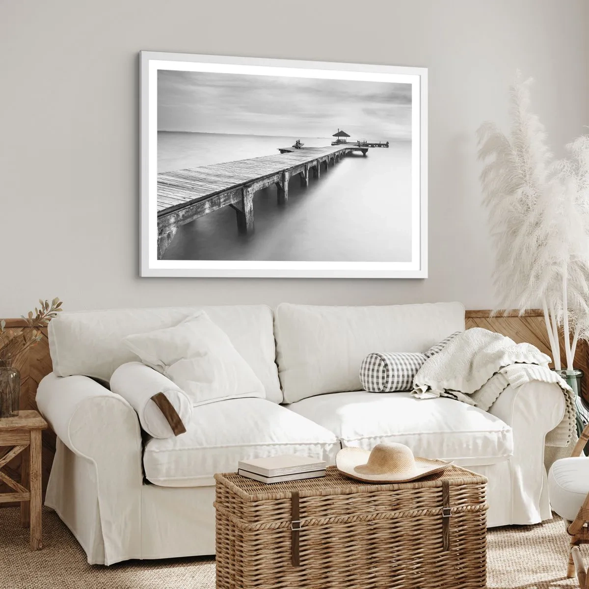 Plakat w białej ramie - W siną dal - 100x70 cm