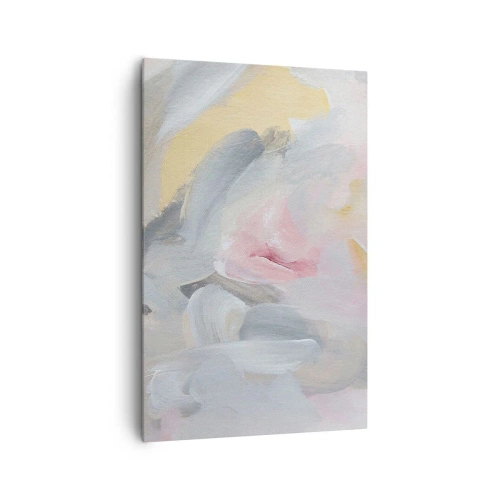 Obraz na płótnie - Abstrakcyjne pastelowe pociągnięcia w odcieniach różu i szarości - 80x120cm - W pastelowym świecie - Nowoczesna dekoracja ścienna do salonu i sypialni ARTTOR