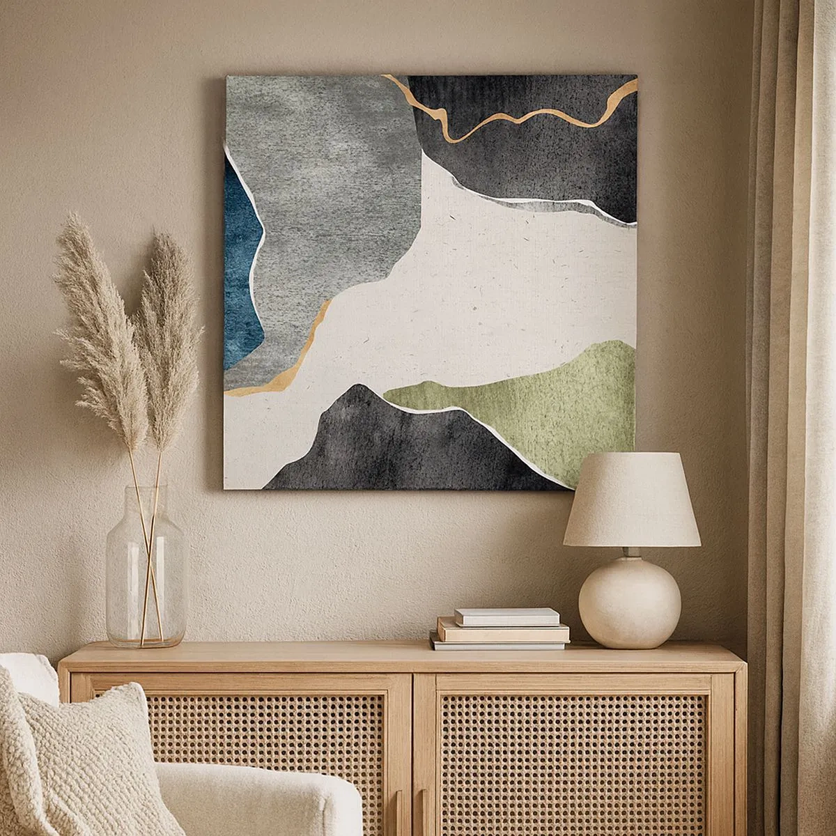 Obraz na płótnie - Mozaikowa kompozycja z nitką złota - 30x30 cm