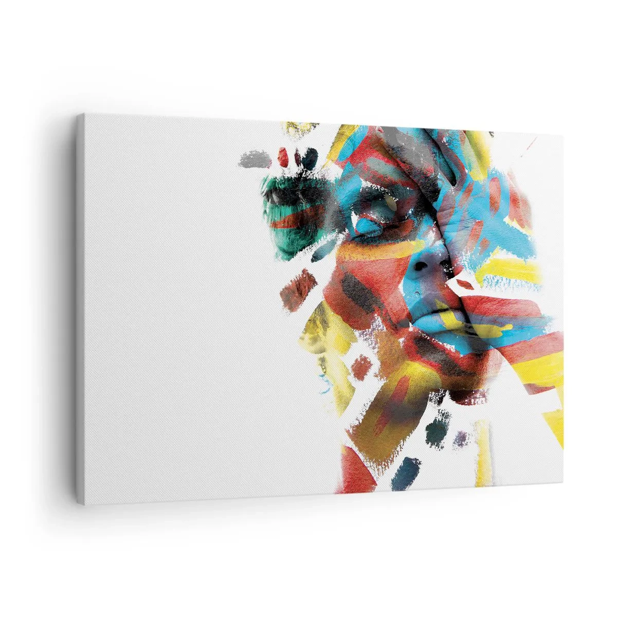 Obraz na płótnie - Abstrakcyjny portret w żywych kolorach - 70x50cm - Barwna osobowość - Nowoczesna dekoracja ścienna do salonu i sypialni ARTTOR