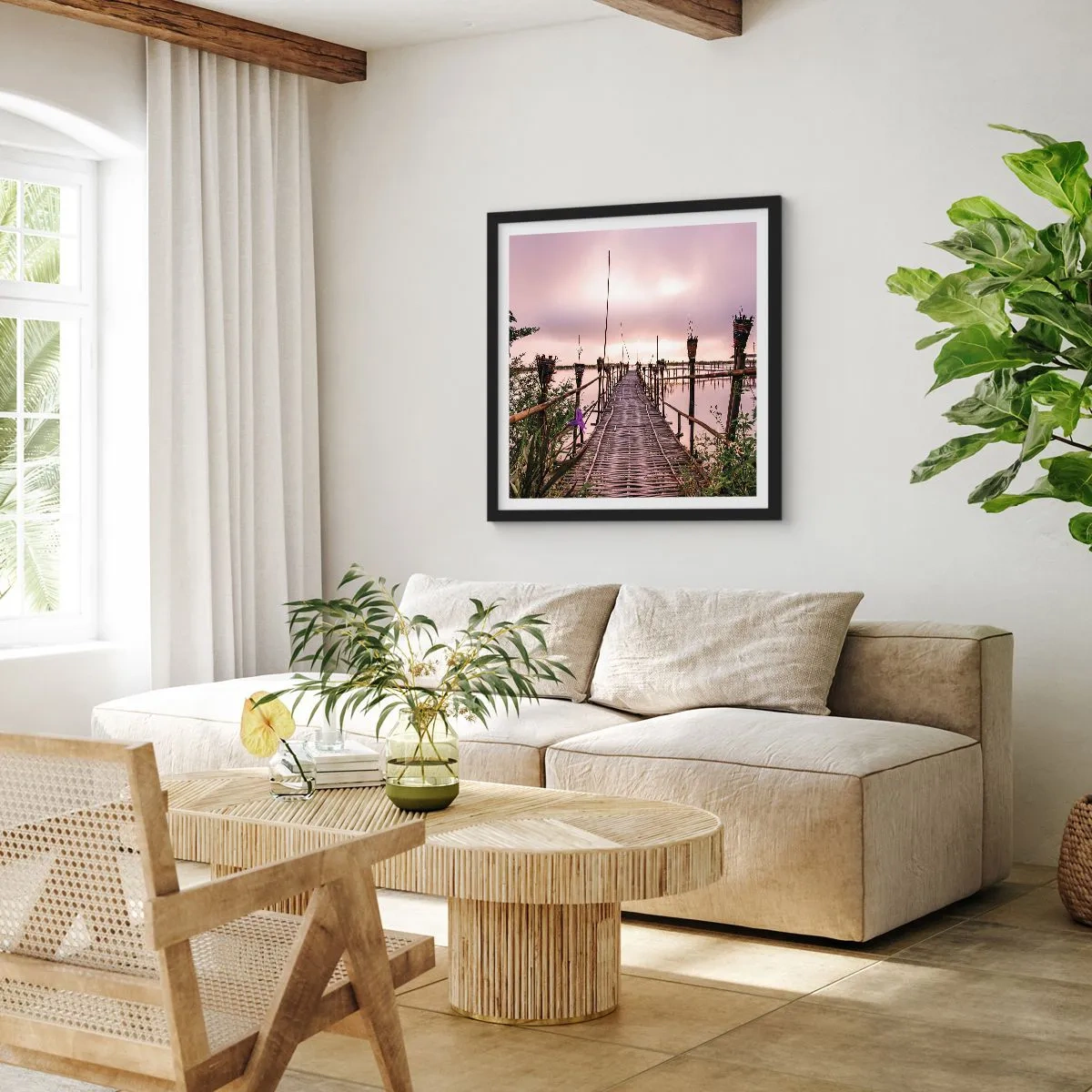 Plakat w czarnej ramie - Spokój i cisza Azji - 60x60 cm