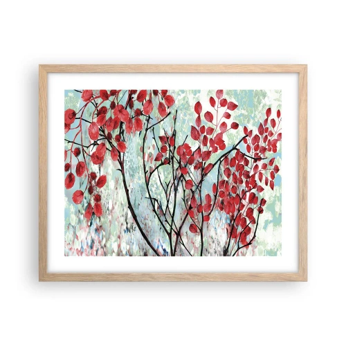Plakat w ramie jasny dąb - Drzewo w szkarłacie - 50x40 cm
