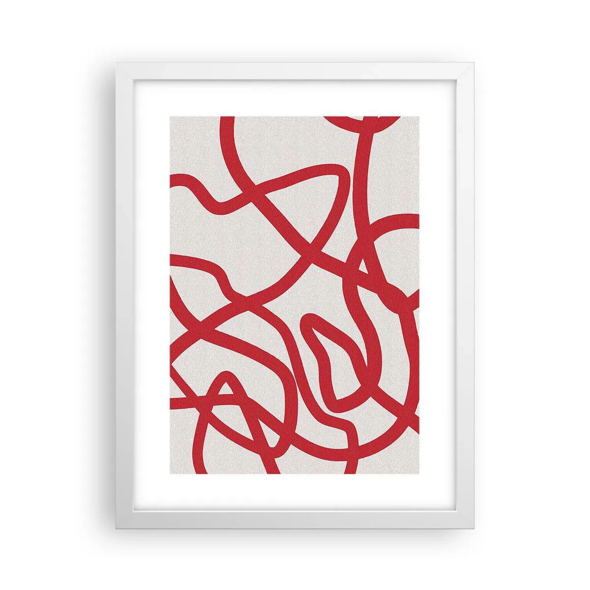 Plakat w białej ramie - Czerwono na białym - 30x40 cm