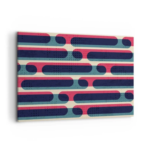 Obraz na płótnie - Geometryczny wzór w stylu retro z pastelowymi barwami - 100x70cm - W głąb i do przodu - Nowoczesna dekoracja ścienna do salonu, kuchni i sypialni ARTTOR